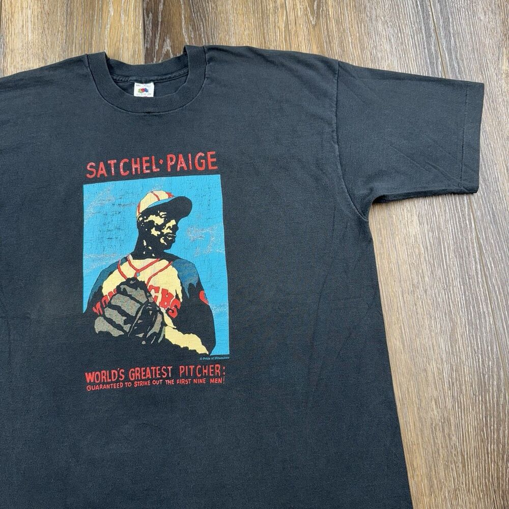 Vintage Satchel Paige Shirt Mens XXL Black Kansas City Monarchs Negro League 90s